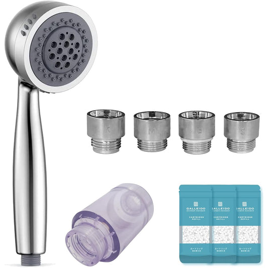 (61% Water Saving, 99.9% Chlorine Removal) Shower Head Body + Cartridge Set of 3 Chlorine Removal, Water Saving, 61% Water Saving, Micro Nano Bubble, Mist Straight, Mix, Fine Bubble, High Water