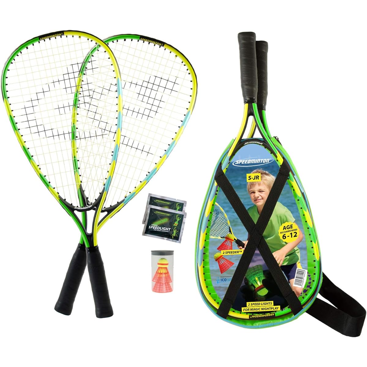 Speedminton® Junior Set for Crossminton (Green/Yellow) For 6-12 years old Officially imported product