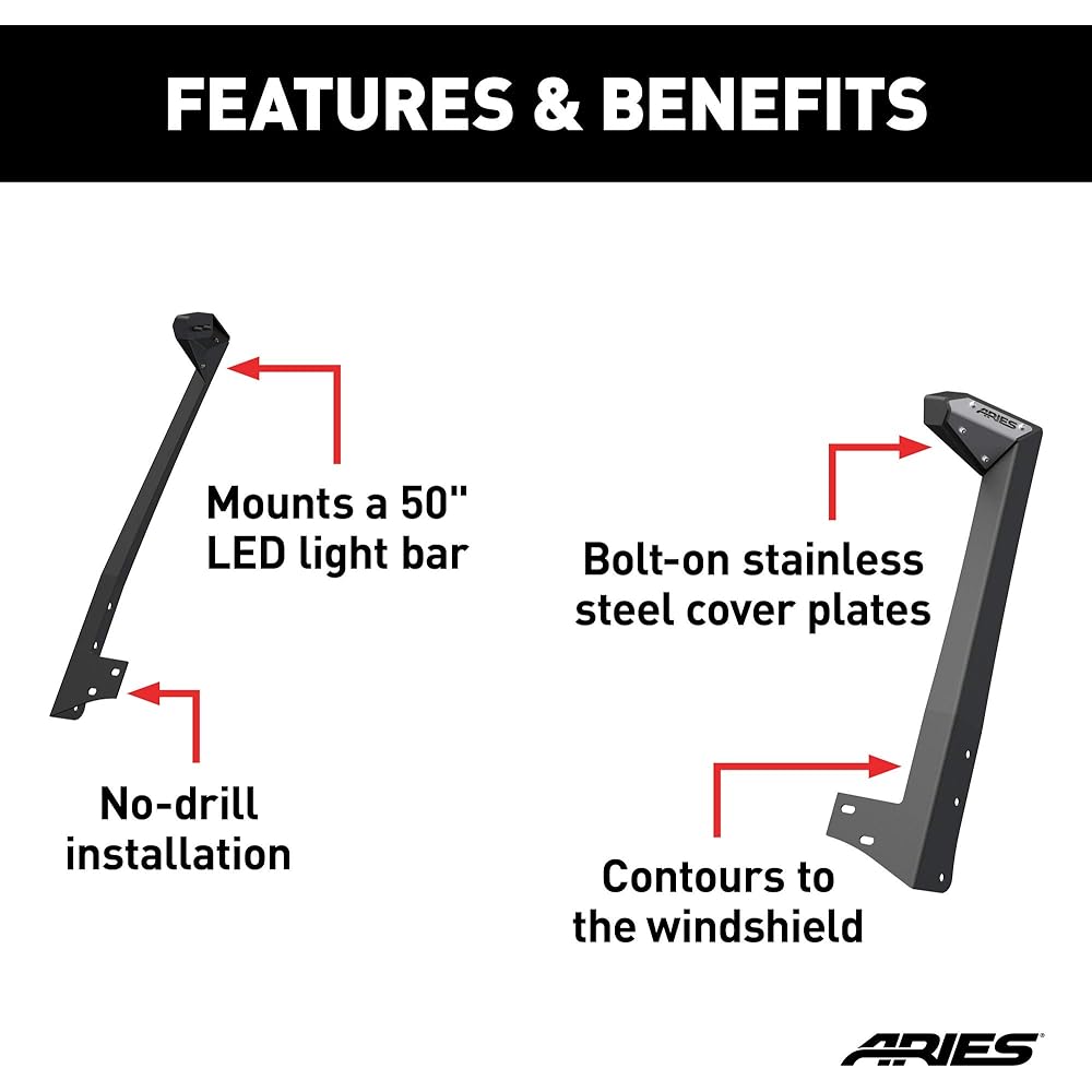 ARIES 15911 JEEP WRANGLER JK Rooflite Bracket LED Sold separately