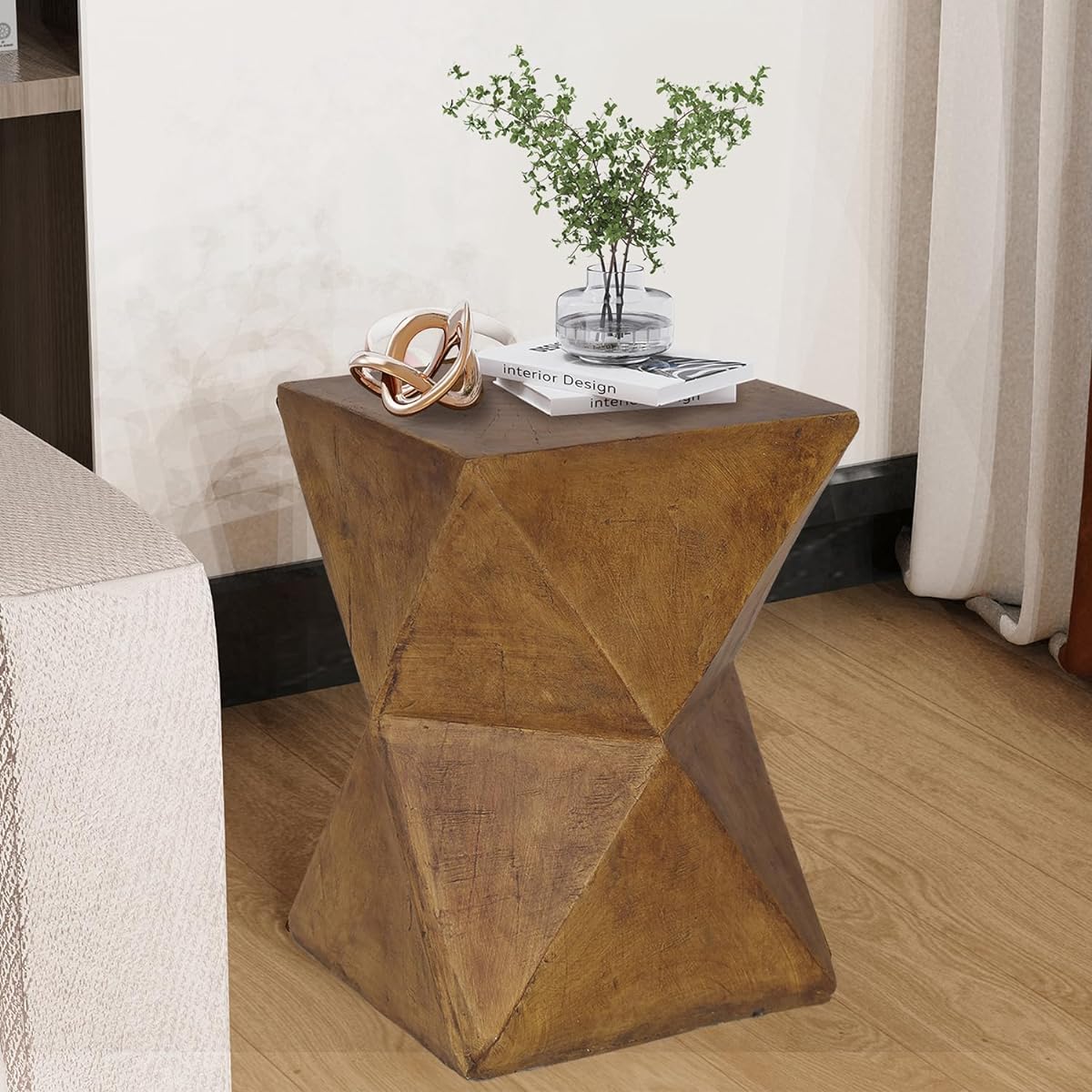 UNHO Side Table Slim Sofa Table Indoor/Outdoor Table Waterproof Cement Bedside Table Sofa Side Table Mini Table Stylish Compact