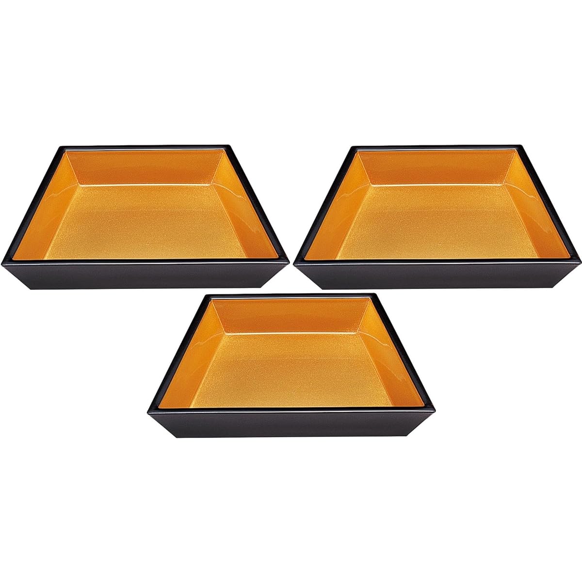 Set of 3 [A] Fuji-shaped pot Kurouchi Kinya [20×13.3×3.7cm] | Square pot
