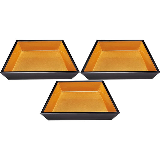 Set of 3 [A] Fuji-shaped pot Kurouchi Kinya [20×13.3×3.7cm] | Square pot
