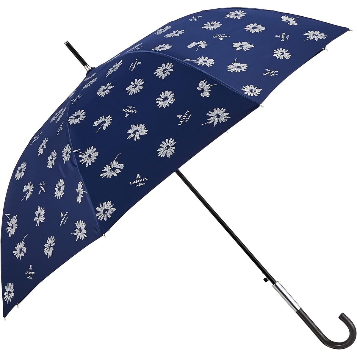 [Lanvin on Bleu] MOONBAT LANVIN en Bleu Glitter Print Floral Pattern Long Umbrella Umbrella Jump Umbrella Windproof Women's Gift Present 21-084-10747-00-74-60 Navy Blue Length of rib: Approx. 60cm