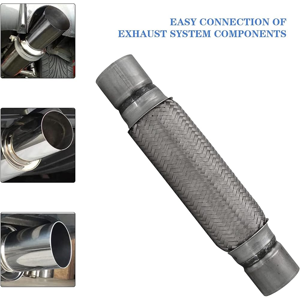 RP REMARKABLE POWER RK7542 Exhaust Flex Pipe 2.25 inch x 10 -inch high durable stainless steel 14 inch OL 2 packs