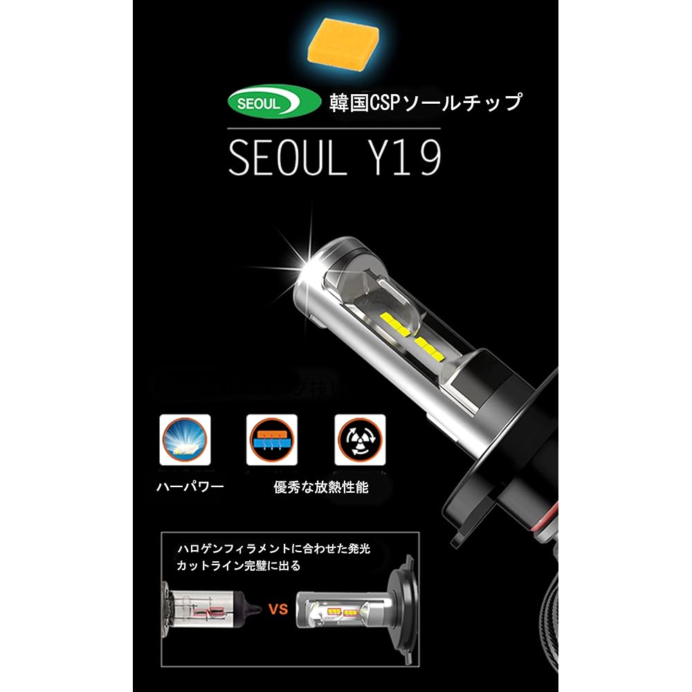 [Genuine e-auto fun product] Vehicle inspection compatible 12V LED headlight/fog lamp for both HB3/HB4 Equipped with the latest sole CSP chip 25W x 2 4000Lm x 2 White 6500K 1X1CSP04