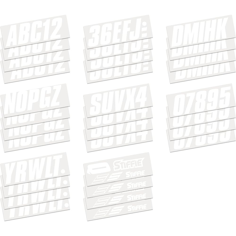 STIFFIE SHIFT White 3 "ID Kit Kit Kit alphanumeric Registration No. Sticker Decal for Boat individual Watercraft