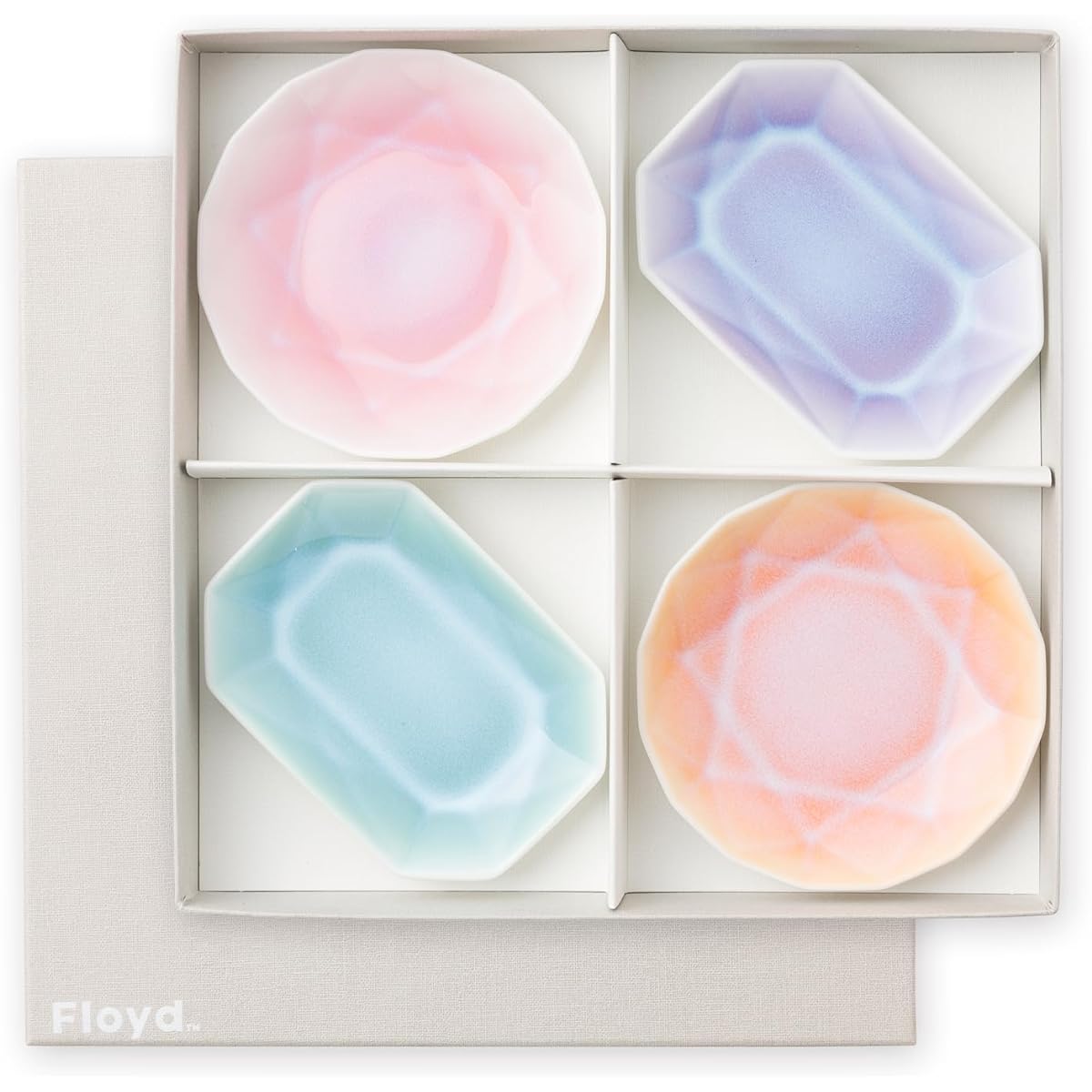 Floyd Small Plates Dishwasher Safe Microwave Safe Set of 4 Gift Approx. 10cm Arita Jewel Round Pink x Orange Arita Jewel Octagon Purple x Green Made in Japan FL06-02101