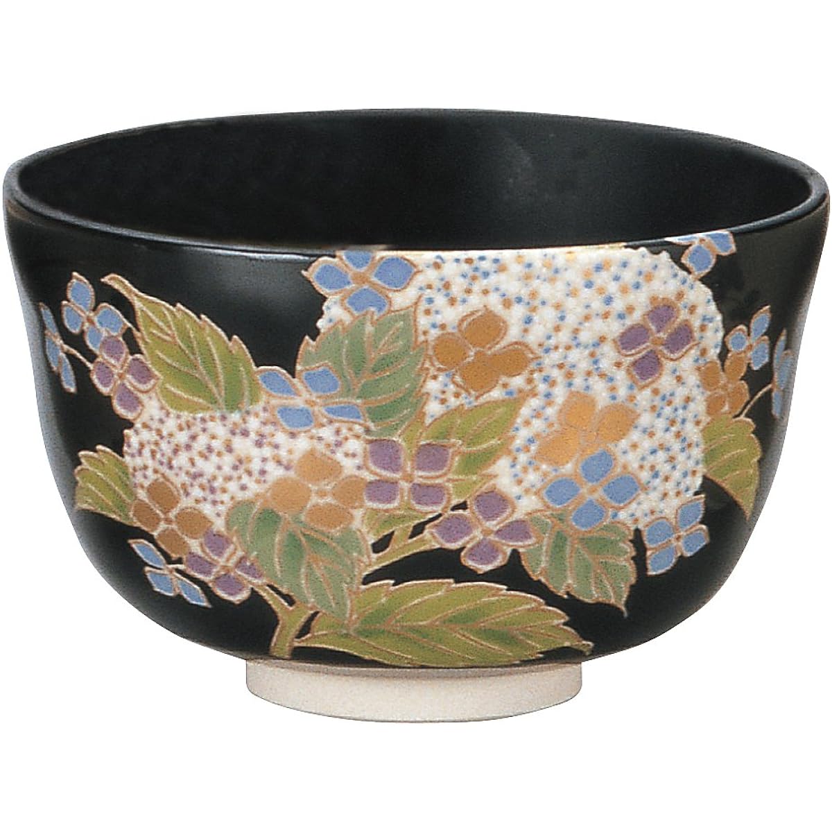 Miyachi Eikou Matcha Bowl Black Size: Diameter 12.4 x Height 7.8cm Black Nisei Hydrangea Presentation Box