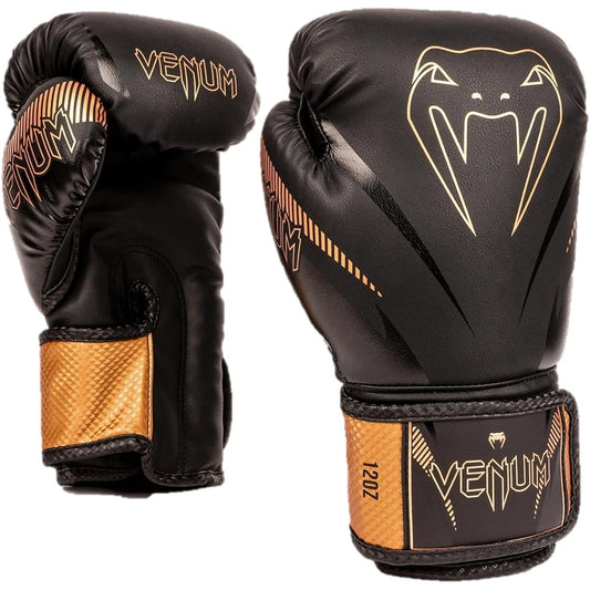 VENUM Boxing Gloves IMPACT BOXING GLOVES (Black x Bronze) //Sparring Gloves Boxing Kickboxing Boxercise Fitness VENUM-03284-137