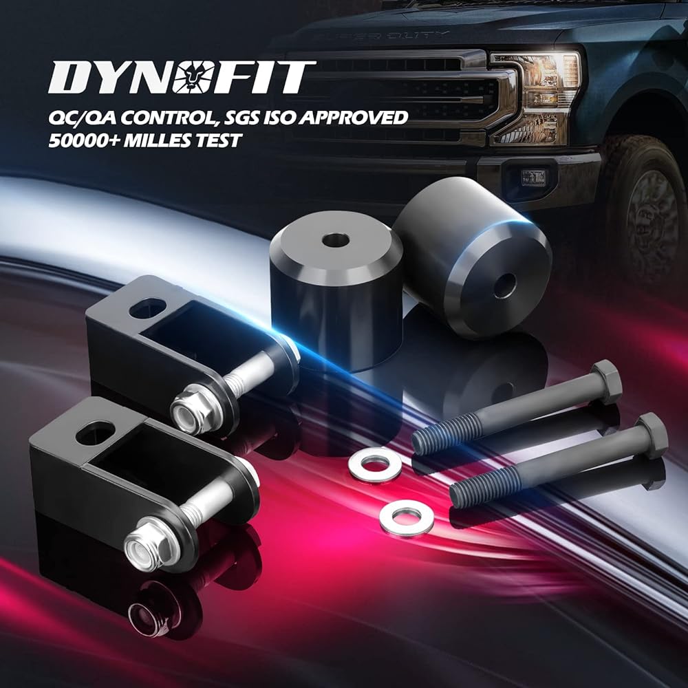 Dynofit 2.5 inch leveling lift kit 2005-2020 F-250 F350 F350 SUPER DUTY (4WD) 2.5 inch Solid Front Structural Spacer+Shock Extender 05-20 Heavy Duty (HD) F250 350 350 350 Coil Spring Suspension for Suspension