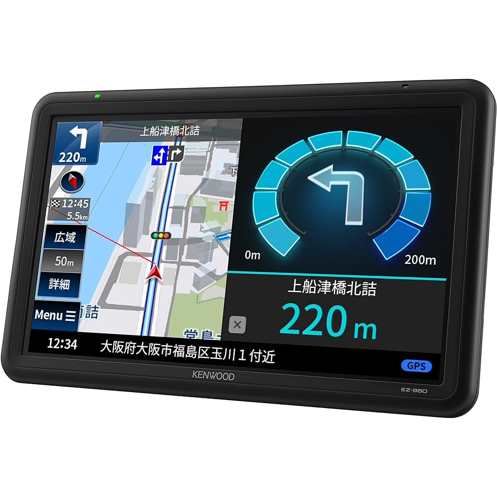 Kenwood Portable Navigation 9 Inch EZ-950 2021 Model Full Seg Terrestrial Digital Tuner High Accuracy Vehicle Location Accuracy Using Satellite Positioning System & 3D Sensor SD Playback Compatible 12V-24V Compatible