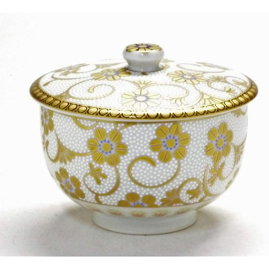 Kutani ware [teacup with lid] White iron wire (sticker version) single item