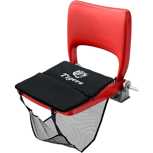 Hanshin Tigers Folding Cushion Stadium Cushion Lightweight Portable Butt Mat Cushion Luggage Holder Cushion with Foot Net Hanshin Tigers Ver. Seat Cushion Watching Sports Black Polyester 34 x 17cm