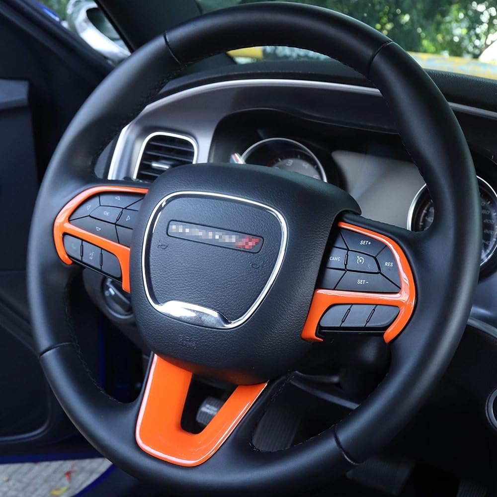 VOODONALA Challeners Steering Wheel Rim 2015-222 Dodge Challenger, Charger, 2014-2019 Dodge Duranco Joup Grand Cheroke SRT8 ABS Orange