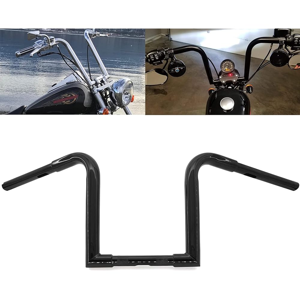 Gloss Black 1.25" (1 1/4") Ape Hanger 12" Rise Handlebar for Harley Sportster XL 883 1200 Softail FLST FXST