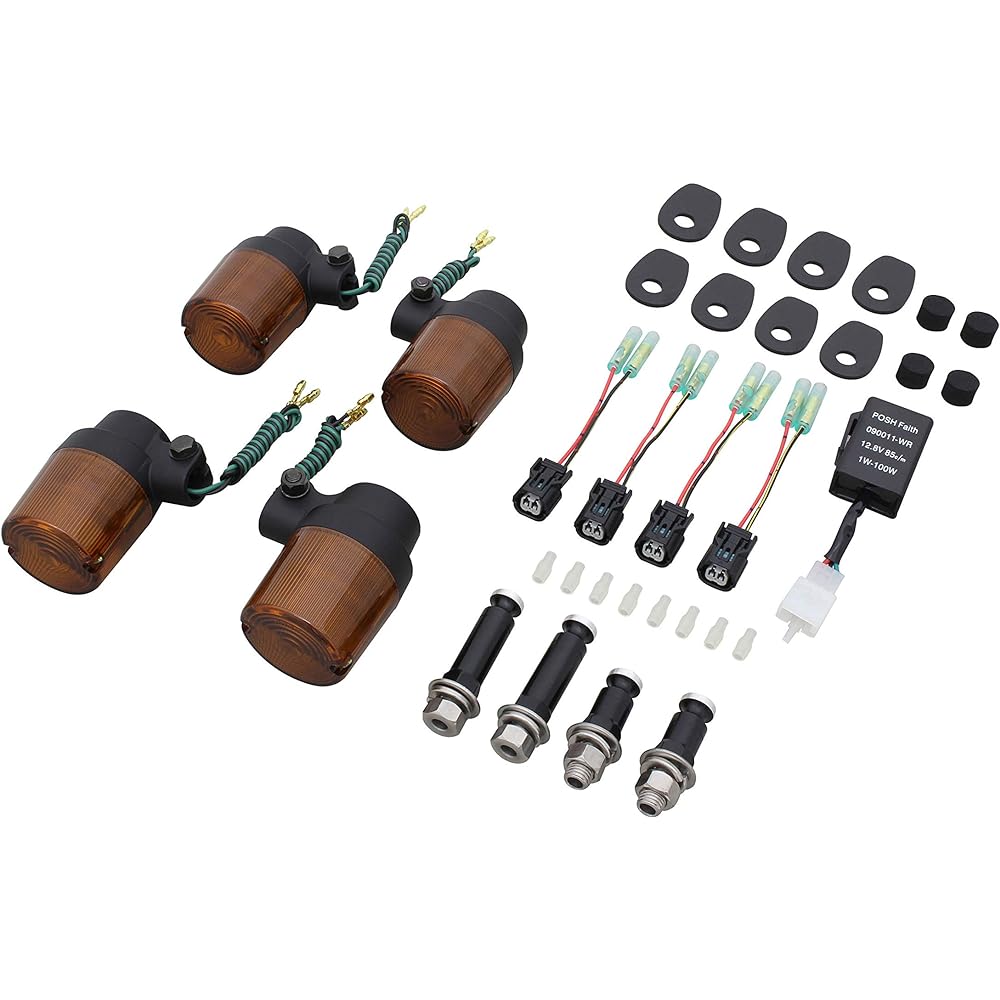 POSH Motorcycle Supplies Turn Signal Kit Super Bike Turn Signal Kit Z900RS/CAFE (18-23) Black Body/Orange Lens 132093-16