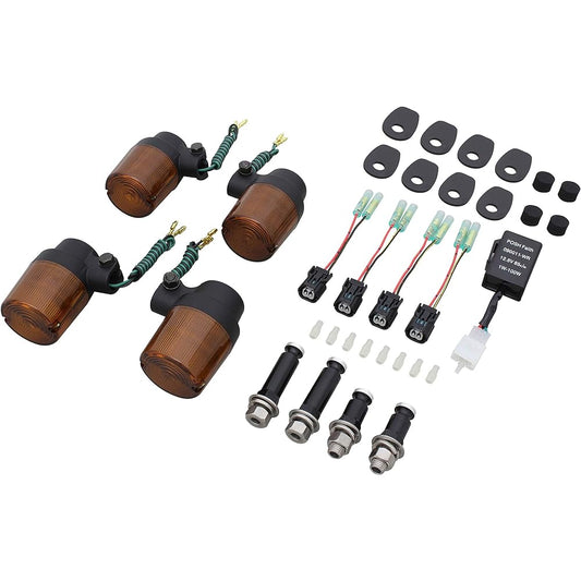 POSH Motorcycle Supplies Turn Signal Kit Super Bike Turn Signal Kit Z900RS/CAFE (18-23) Black Body/Orange Lens 132093-16