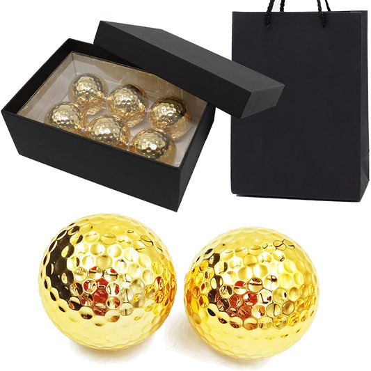 dodtazz Gold Golf Ball Set of 6 Competition Prize Present with Case Luxury Prize