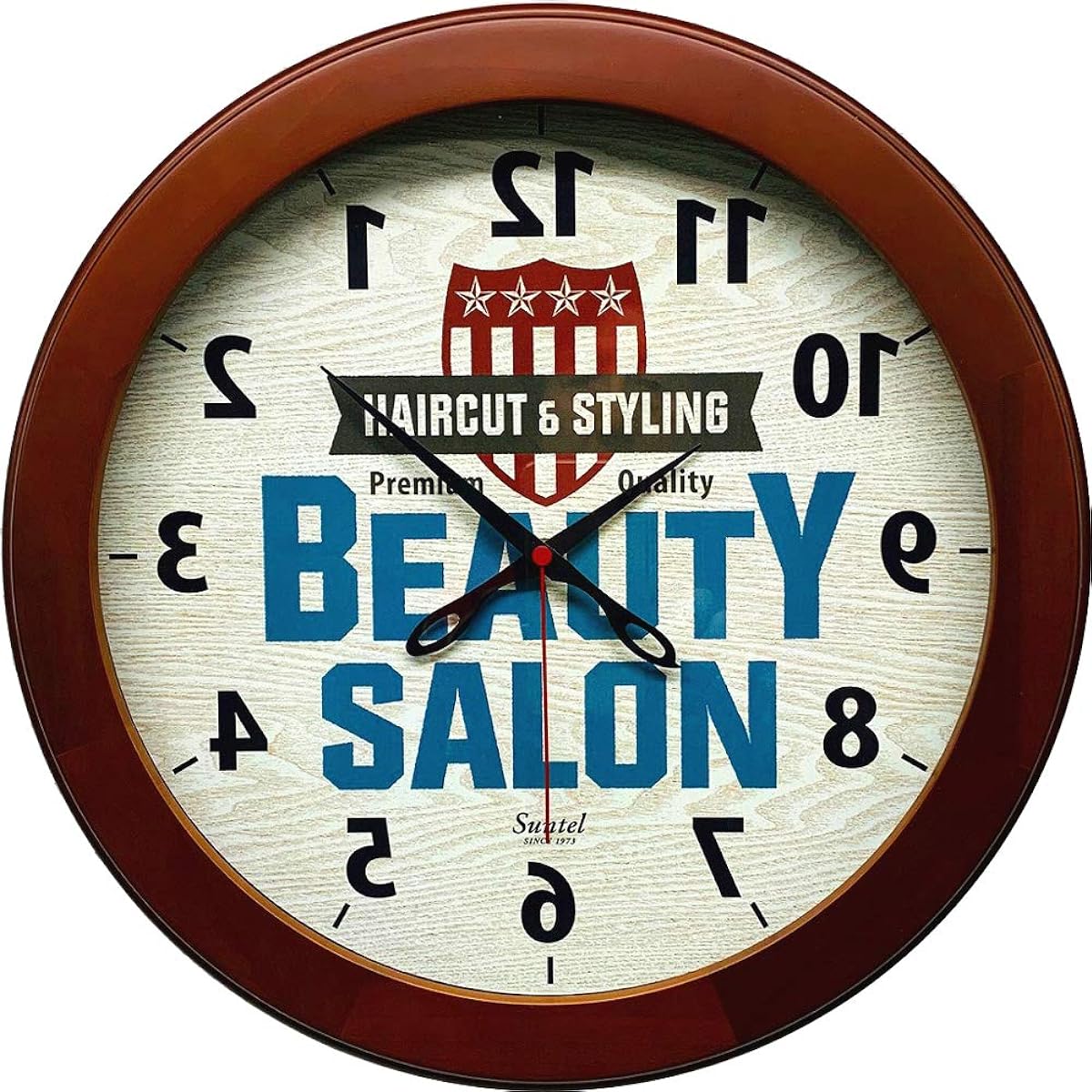 Santel Made in Japan Reverse Wall Clock BEAUTY SQ09-BR, Brown, Diameter 330 x 45mm