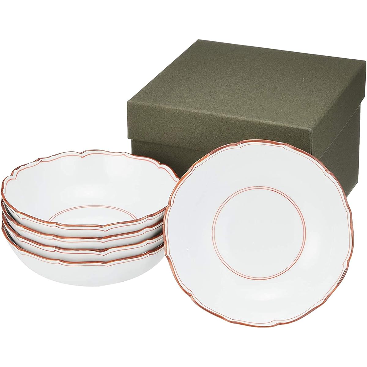 Hasami ware Korin kiln Fuchiakasen Kikyobuchi multi-use pot set 52569