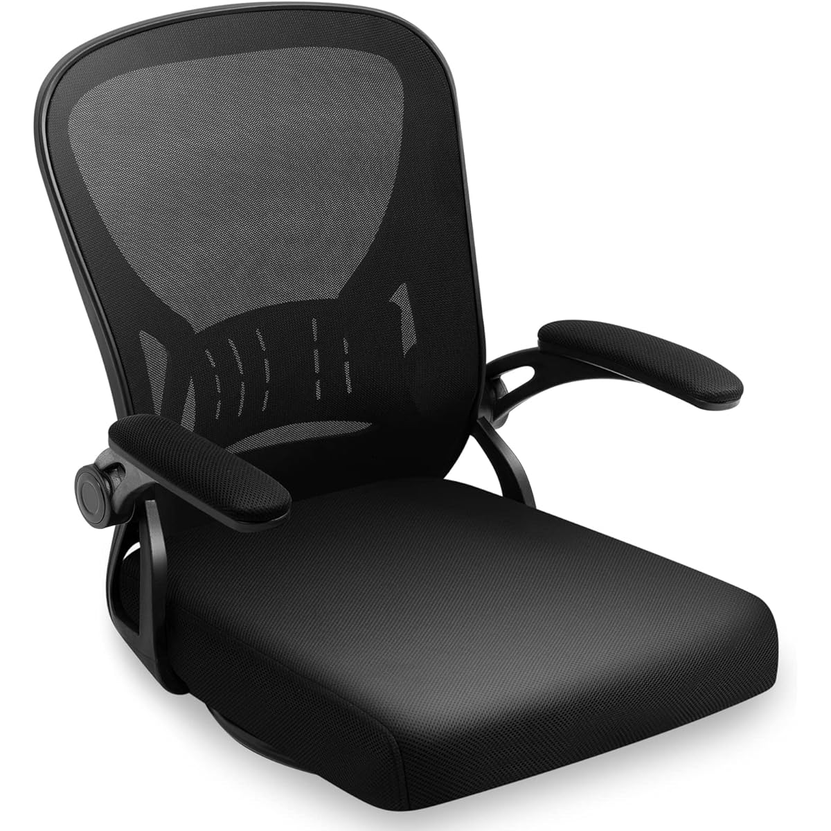 Darkecho Seat Chair, Swivel Chair, Compact, Up Flip Armrest, 360 Degree Rotation, Desk Chair, No Fatigue, Chair, Mesh, Japanese Style Office Chair, Ergonomics, Easy 10 Minute Assembly, Breathable, Under-Desk Storage, Space Saving, Black