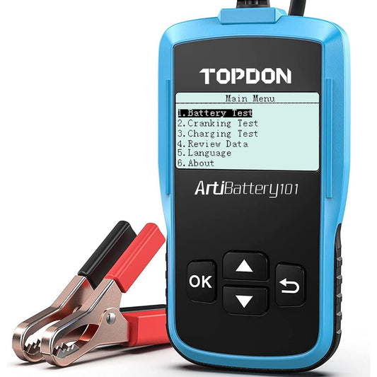 TT TOPDON Car Battery Tester -12V Car Battery Road Tester Cranking Charging System AB101 100-2000 CCA Alternator Analyzer / SUV / Light Track Inundated AGM Gel Type