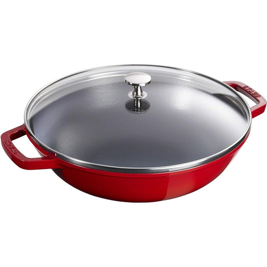 staub "Multi Pan Cherry 30cm" Large Hand Cast Enamel Pot IH Compatible [Authorized Japanese Product] Specialty 40511-345