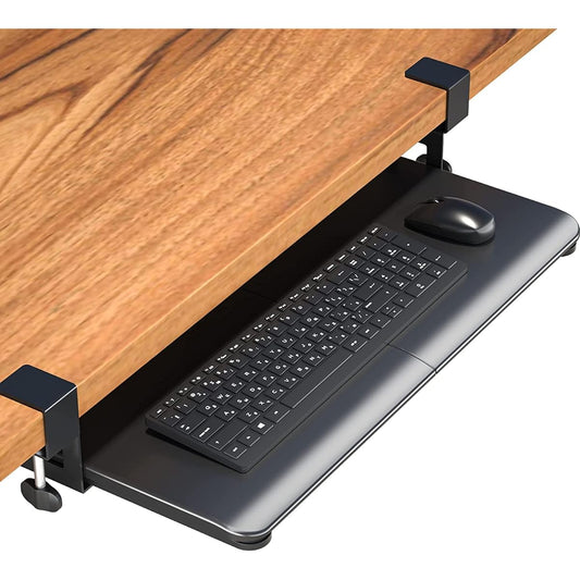 1homefurnit Keyboard Tray Desk Retrofit Drawer Ergonomic Design Keyboard Slider Clamp Type Full Keyboard Mouse Storage Table Expansion Easy Installation Width 650mm Depth 300mm Suitable for Office/Home/School Black Eligible Invoices Available