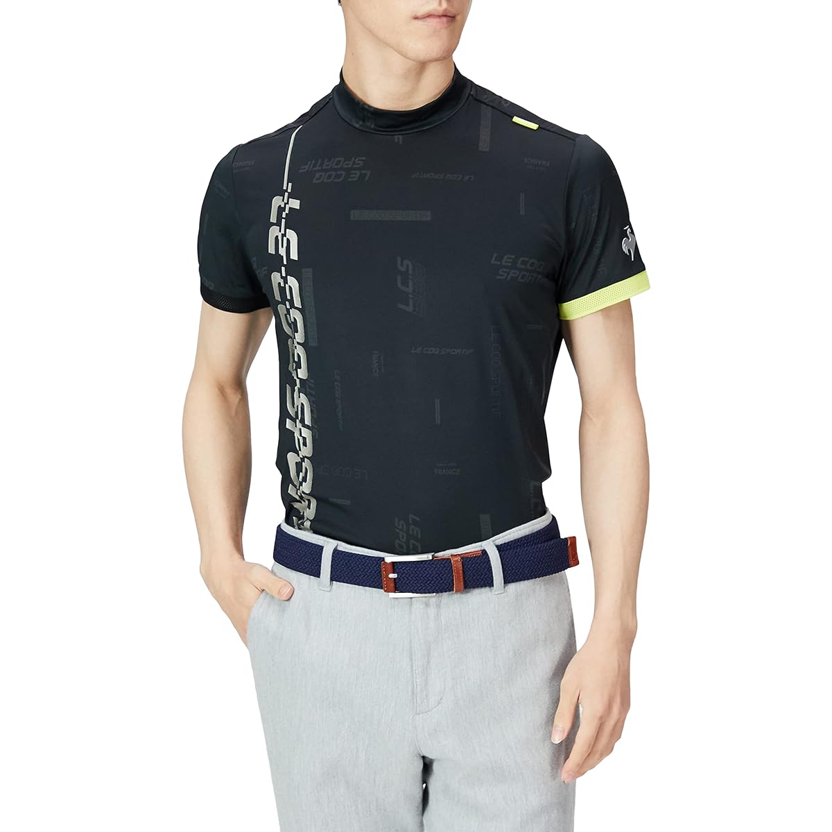 [Le Coq Sportif] 22 Fall/Winter Model Golf Short Sleeve Shirt [RIJOUME] Mock Neck Stretch UPF15 ECO Men's