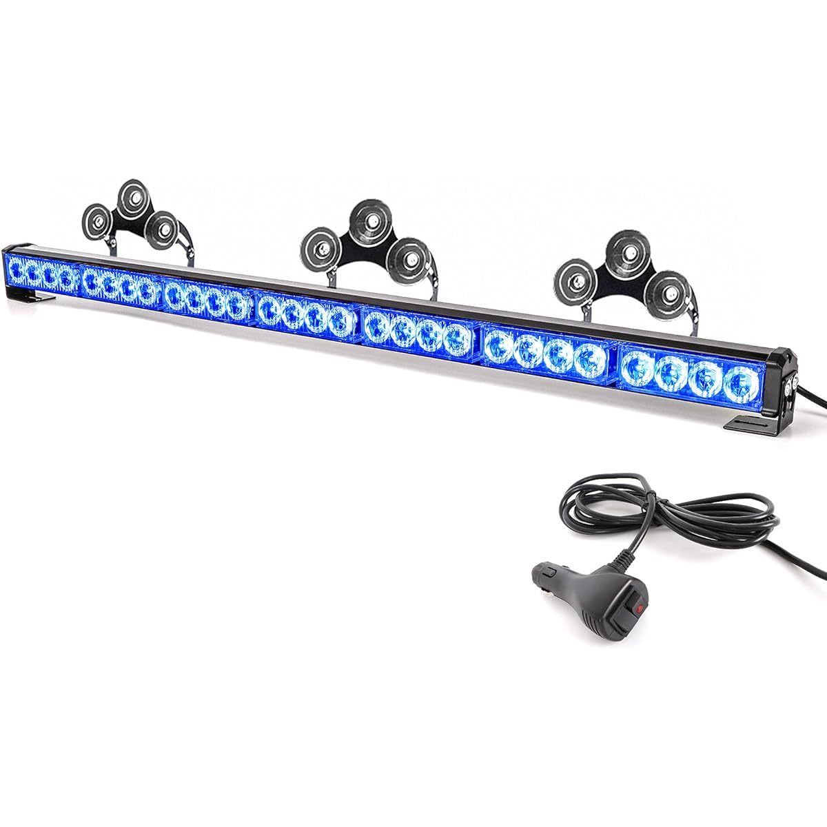 SMALLFATW Blue Strobalite Bar Emergency Warning Light Truck Universal Warning Light Bar Inhale & Sigar Lighter (32 inch LED28 inch)