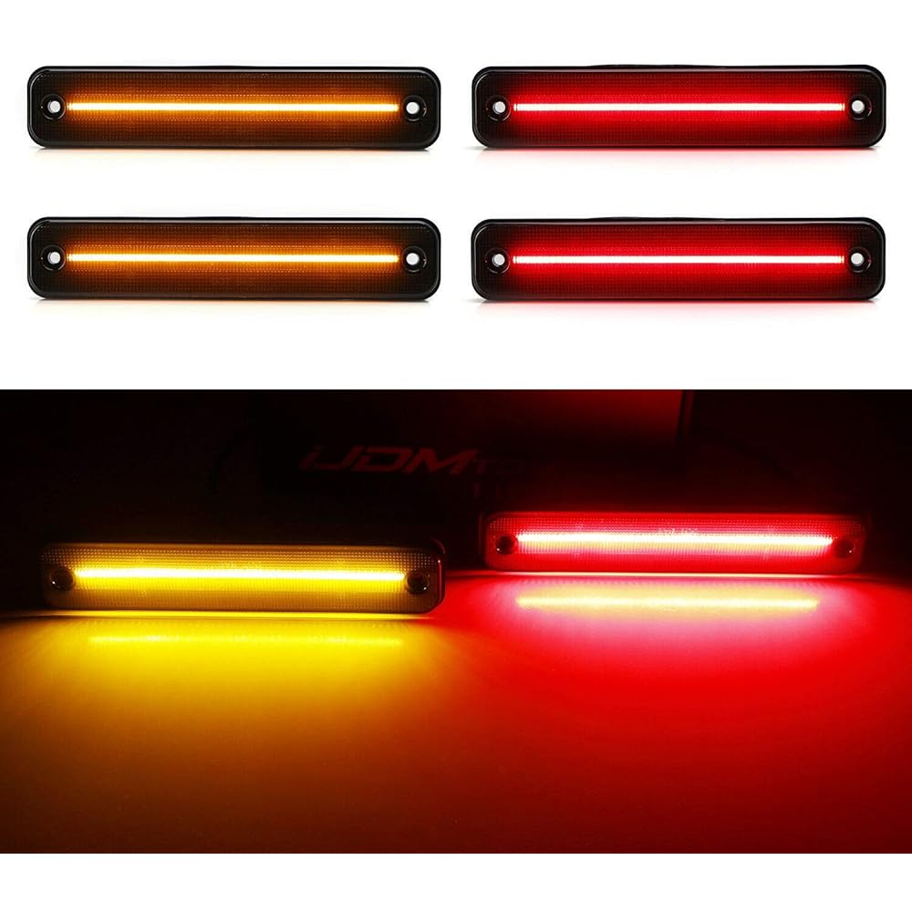 GANGMU TEC 4 pieces Set Smoke Side Marker Light LED Amber & Rear HUMMER 2003-2009 H2 replacement part number 25952319 15114677 (Smoke lens)