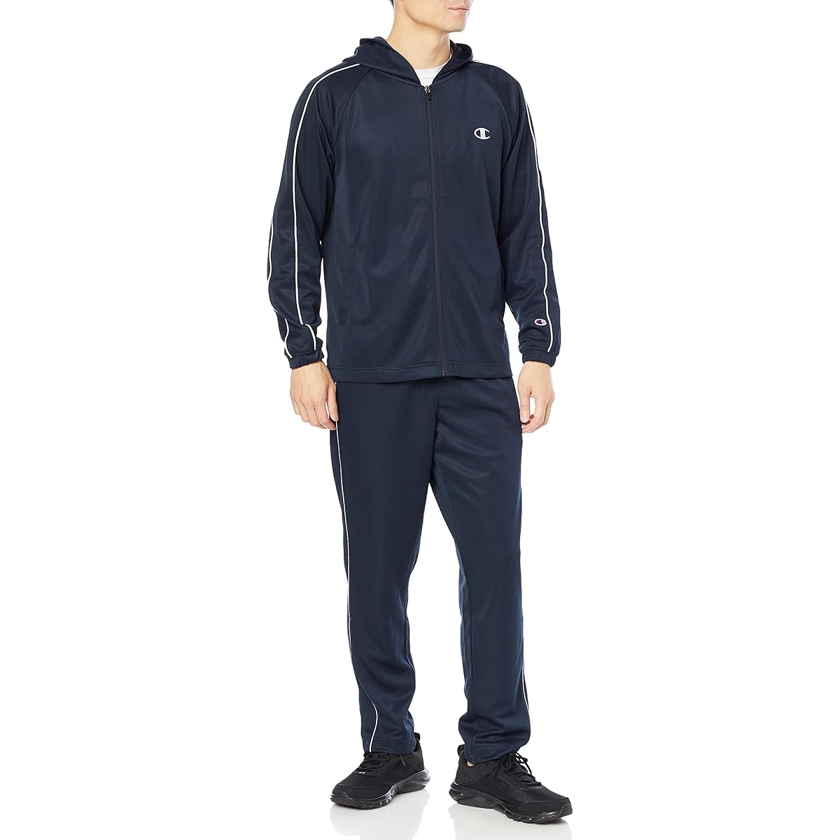 [Champion] Jersey Top and Bottom Parka Training Suit Setup Quick Drying UV Protection Training Pants Jersey Hood Jacket One Point Logo Script Logo Club Activities Gym Loungewear C8-TSW01 Men's