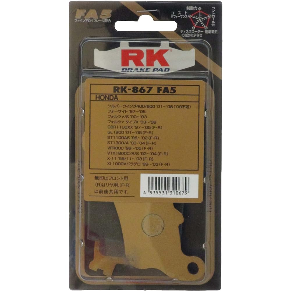 RK Brake Pad FINE ALLOY HONDA: Foresight '97~ (Front) etc. Motorcycle Motorcycle 2 Wheel 867FA55