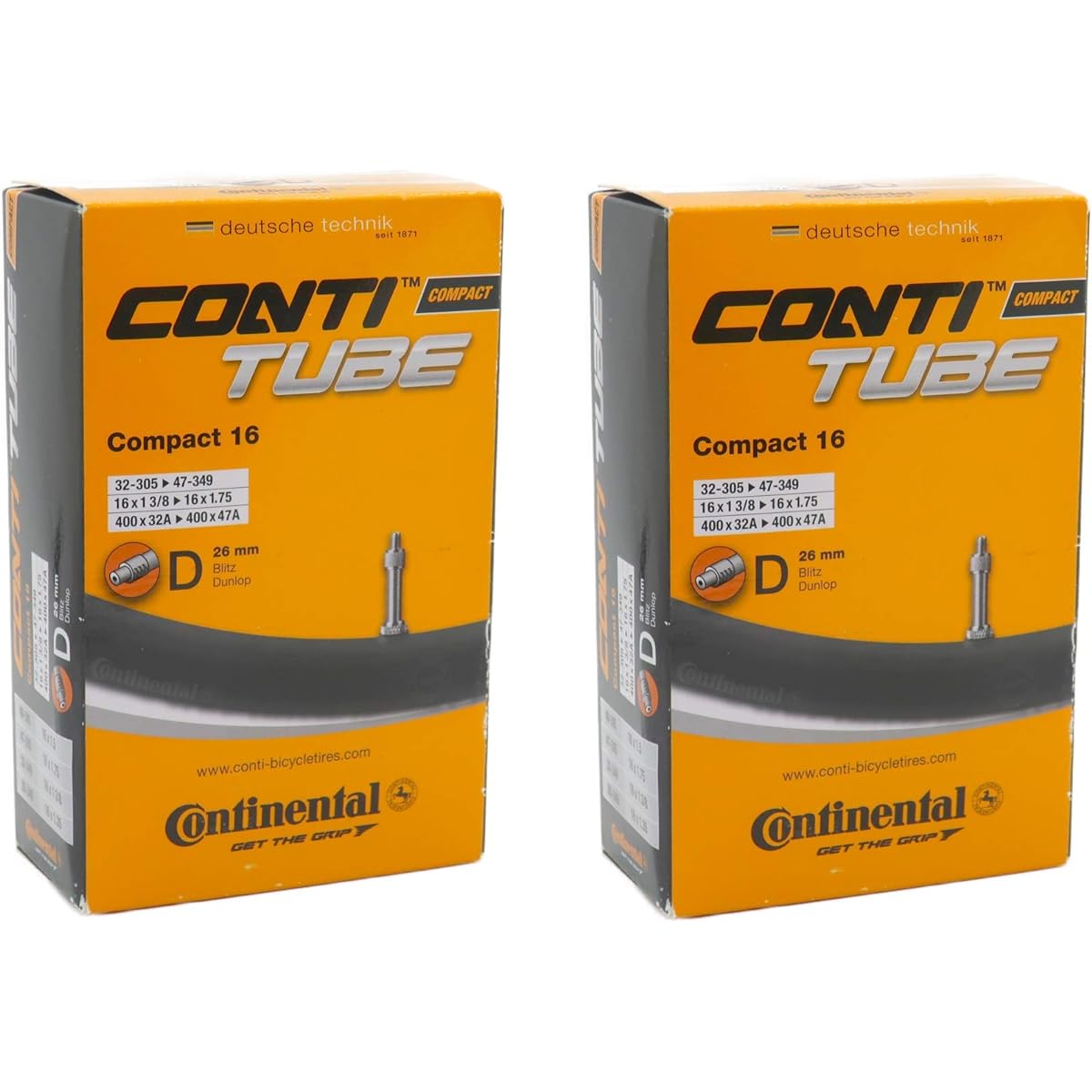 Set of 2 Continental Compact 16 English tube 16 x 1 3/8 to 16 x 1.75 (32-305/47-349,400x32A/400x47A) [Parallel import goods]