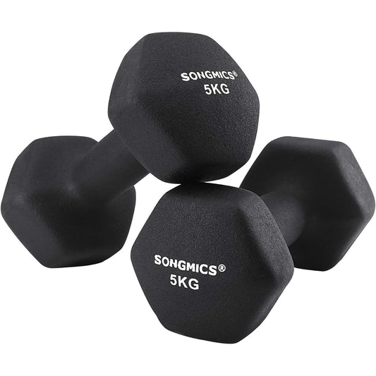 SONGMICS Dumbbell Set of 2 (0.5Kg 1kg 1.5Kg 2kg 2.5Kg 3kg 4kg 5Kg) Colored Dumbbells Easy to Grip Odorless Material Lightweight Unisex Strength Training SYL Series