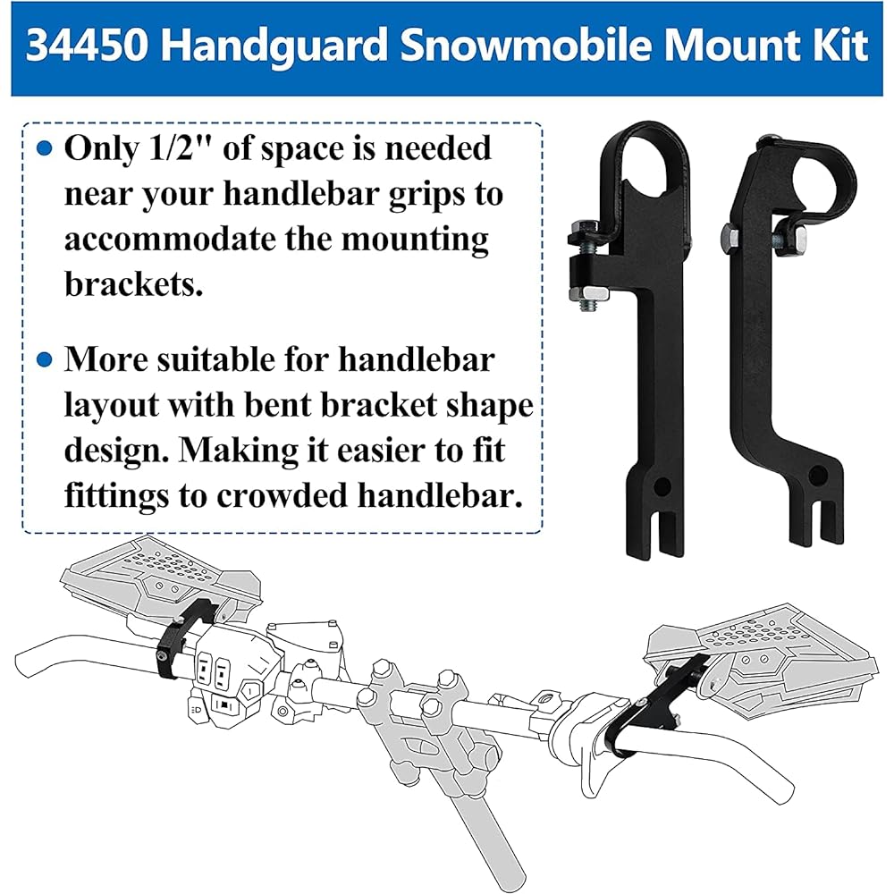 MULAN 34450 Black Hand Guard Snow Mobile Mount Kit Sentinel Hand Guard only