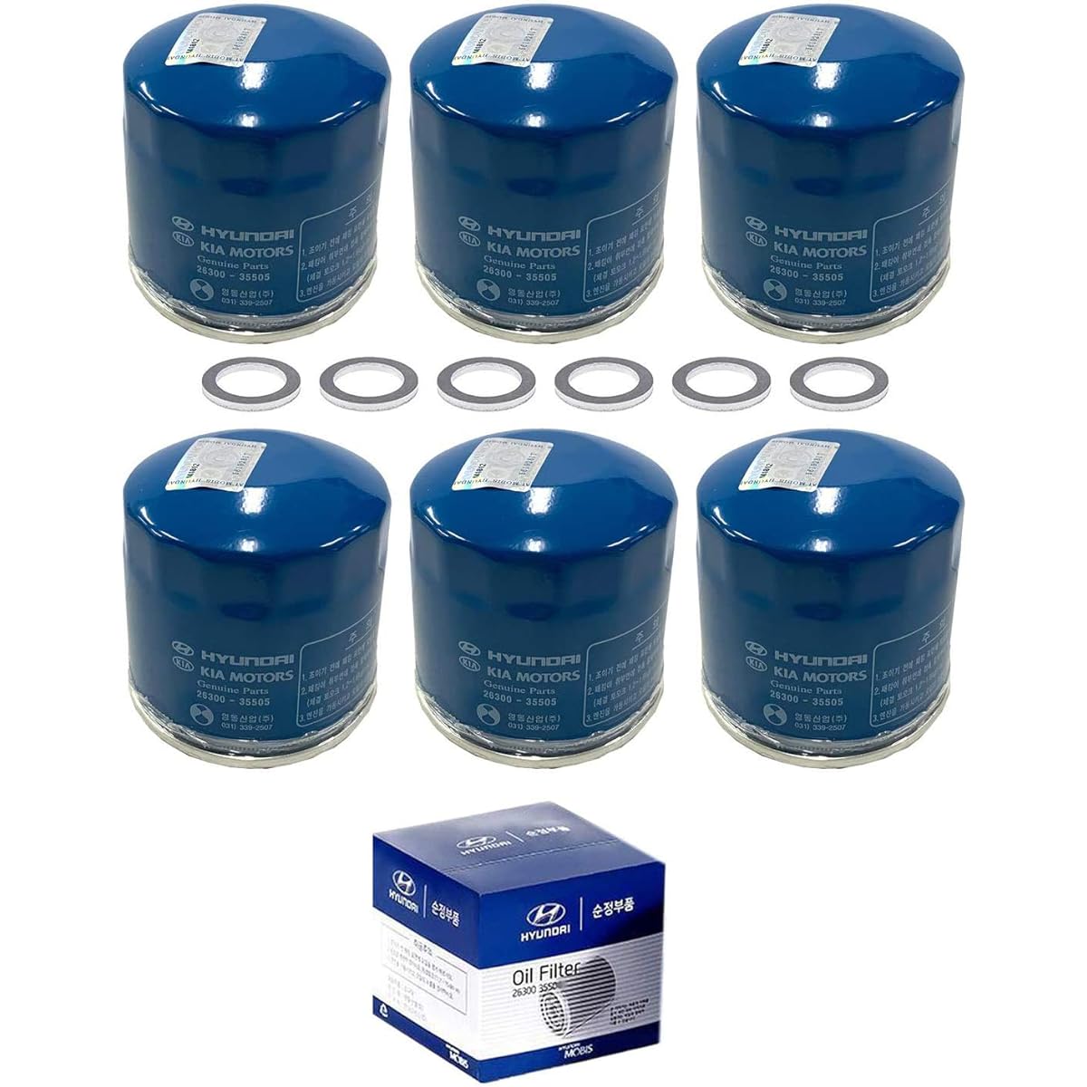 Genuine OEM Hyundai & Kear Oil Filter 26300-35505 (New version of 35504) (6 packs)