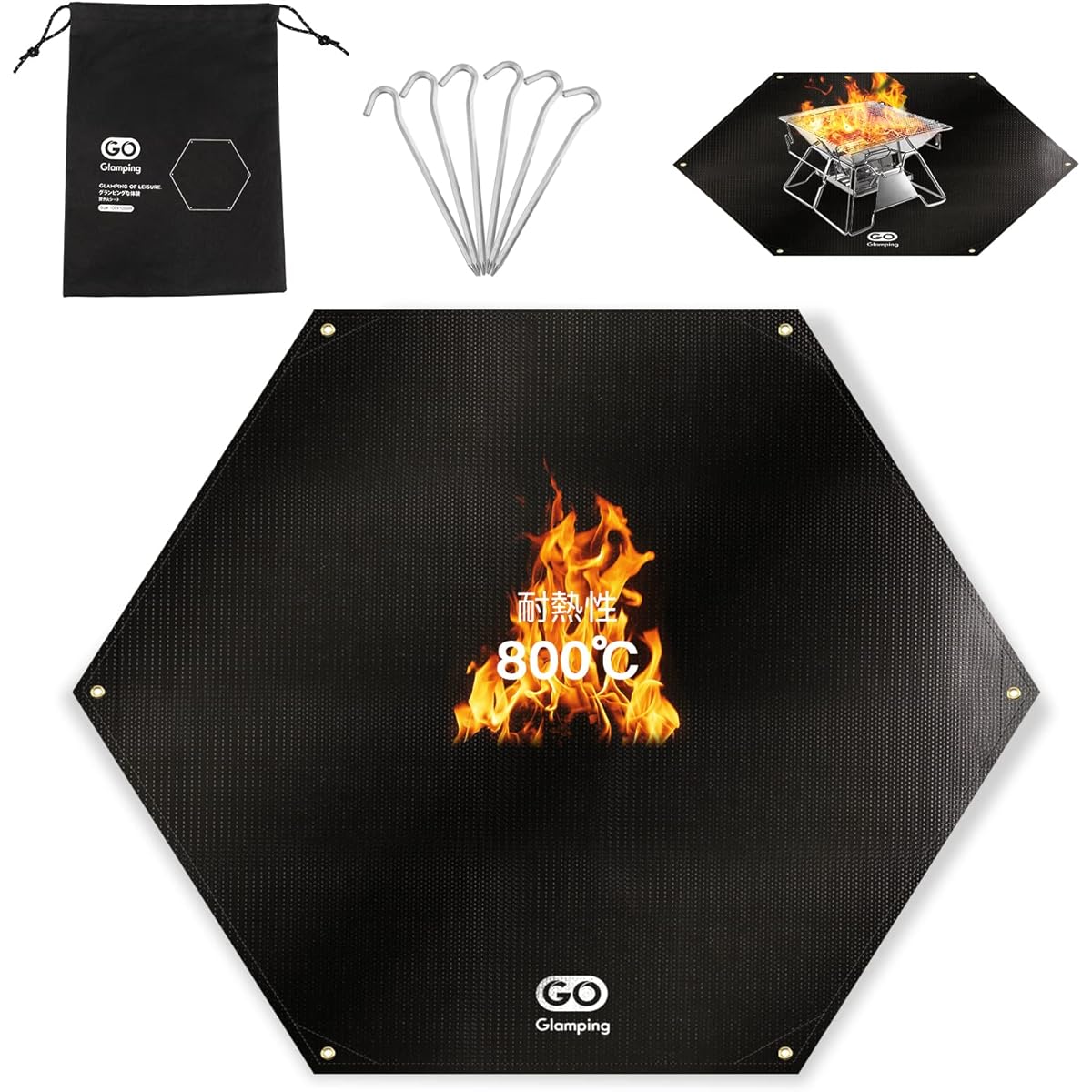 GOGlamping Bonfire Sheet, Sputter Sheet, Bonfire Stand Sheet, Double Sided Silicone Treated, Non-Stinging Hexagonal 103.5*120CM Welding Sheet, Ground and Lawn Protection, Camping Equipment, Outdoor, Flame Retardant, Fire Resistant, Heat Resistant, Fire R