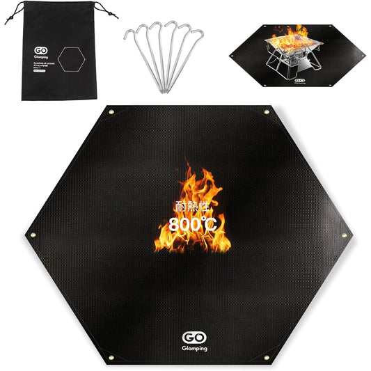 GOGlamping Bonfire Sheet, Sputter Sheet, Bonfire Stand Sheet, Double Sided Silicone Treated, Non-Stinging Hexagonal 103.5*120CM Welding Sheet, Ground and Lawn Protection, Camping Equipment, Outdoor, Flame Retardant, Fire Resistant, Heat Resistant, Fire R