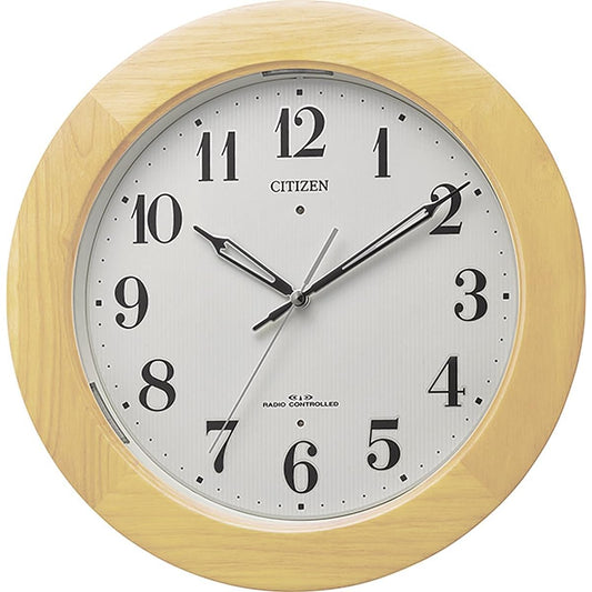 RHYTHM Citizen Wall Clock Radio Clock Analog Dark Light Automatic Lighting High Brightness LED Wood Brown (Light Brown) φ33.0×5.1cm CITIZEN 4MYA35-007