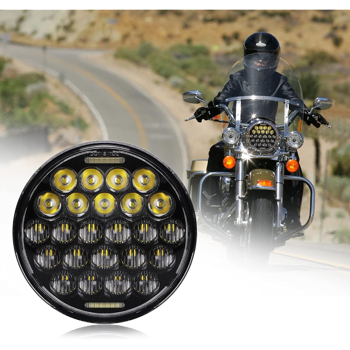 SUP-LIGHT 5-3/4 inch 5.75 inch LED headlight Haley Davidson Dyna Street Glide Softail Sportster Iron 883 High/Low Light & DRL Round Head Lamp Black