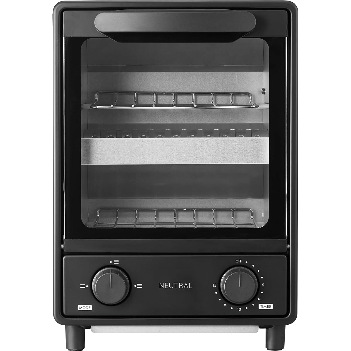 NEUTRAL Toaster Oven NR-K-TS4 (Black) Vertical Toaster 2-Tier Toaster Slim 1000W 3-Stage Heat Power Switching Internal Temperature Adjustment Function Simple Monochrome NR-K-TS4