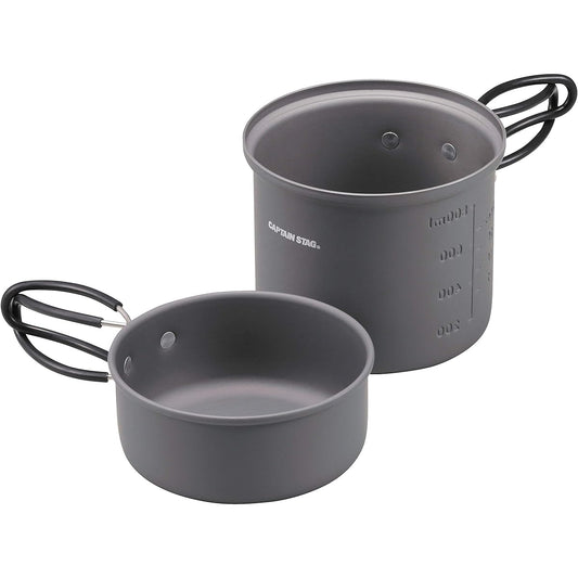 CAPTAIN STAG Outdoor Camping Cooker Cooker Set Aluminum Hard Anodized Solo Cooker Set with Storage Bag Trekker