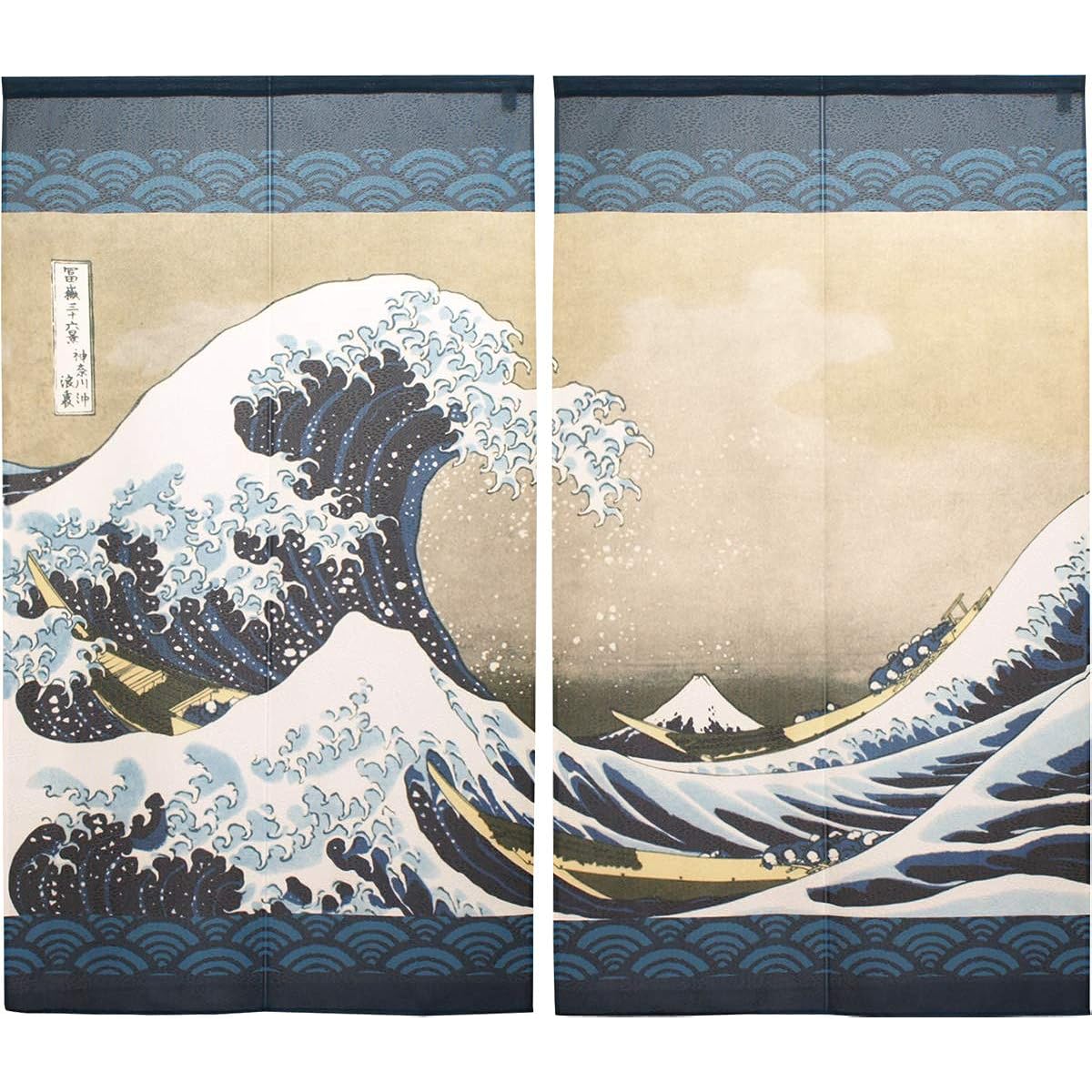 Noren Katsushika Hokusai The Great Wave Off Kanagawa Modern Japanese Painting Tapestry Poster Approx. 85cm x Approx. 150cm Set of 2 91287