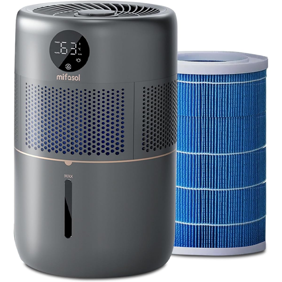 Mifasol Humidifier, Vaporization Type, 1.3 gal (5 L), Large Capacity, Stylish, Air Purifier, Prevents Drying, Humidification Power: 13.7 fl oz (400 mL) / h, Humidifier from Above Water Supply, Does