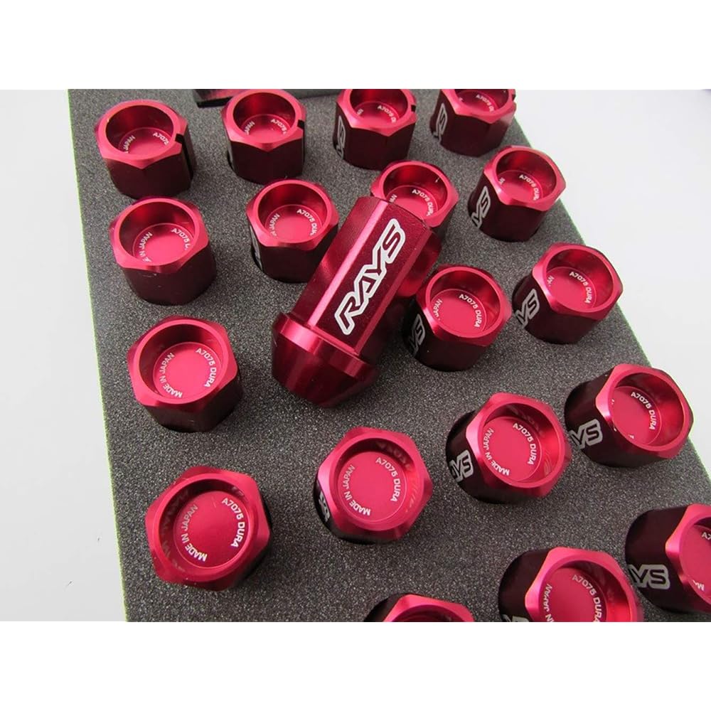 [RAYS] Duralumin Lock & Nut Set L42 Straight Type M12×1.25 Red Anodized 74020001012RD