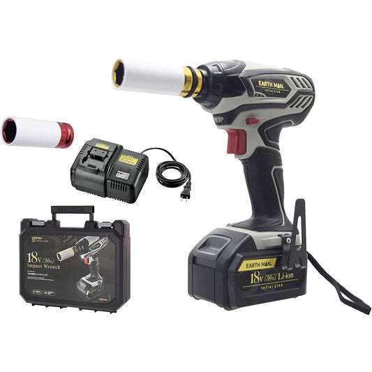 Takagi infini-Link cordless impact wrench 18V rechargeable EARTH MAN IW-180LiB 1 storage battery, charger, case included, tire replacement