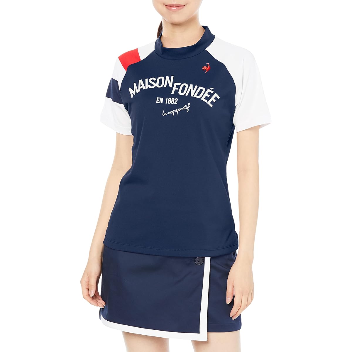 [Le Coq Sportif] 2023 Spring/Summer Model Short Sleeve Shirt Mock Neck Sweat Absorbent Quick Drying Stretch UPF15 Limited Distribution Special Order Toriko Golf Standard QGWVJA41NT Women's