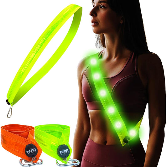 [TERUI Lights] LED Reflective Tasuki Glowing Tasuki USB Rechargeable Reflective Band Night Running Light Walking Bicycle Reflector Dog Walking Safety Reflective Vest Safety Goods Fluorescent Tasuki Glowing at Night