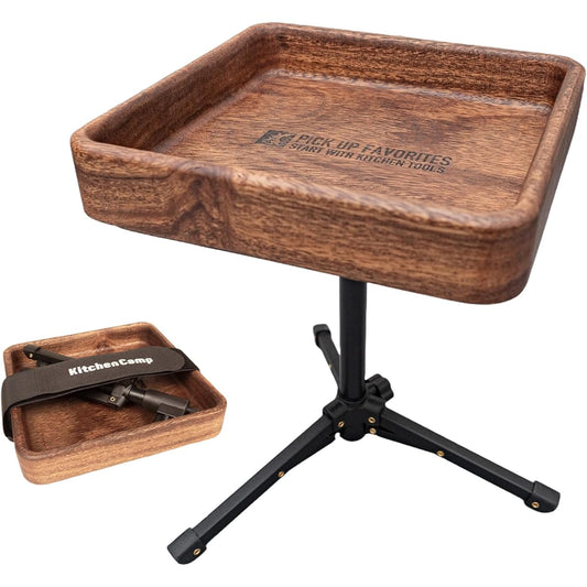 KitchenCamp Orte Side Table Mini Table Compact Lightweight Portable Folding Camping Outdoor Solid Walnut